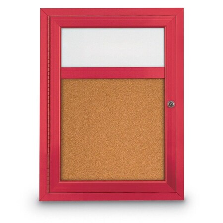 United Visual Products Slim Enclosed Corkboard, 30"x30", Black Alum Frame/Pumice UVEB3030-BLACK-PUMICE